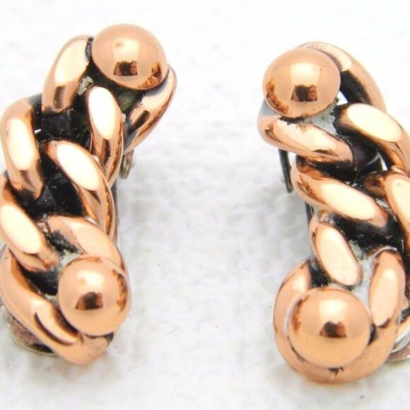 Matisse RENOIR Signed Copper SLAVE Earrings - Picture 1 of 3